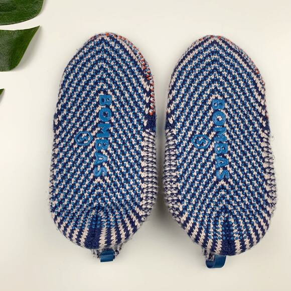 New Bombas Gripper Slippers Blue Geometric Women's S US 7-8.5 Cozy Wool Blend - Picture 8 of 9